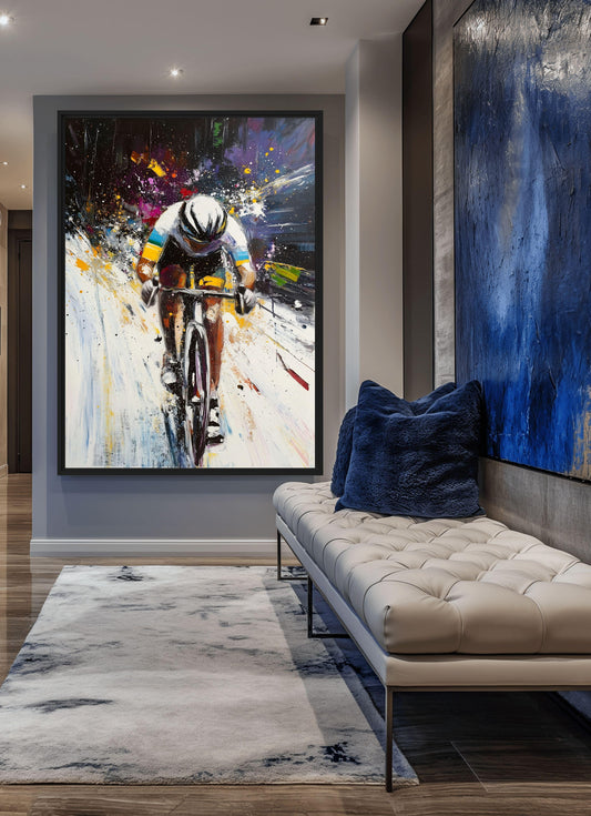 Cycling Modern Art Framed Canvas