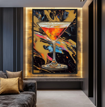 Cocktail Bar Cart Art Canvas Print Detail | PaintFu