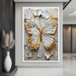 Butterfly White & Gold Modern Art Digital Print