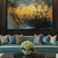 Teal & Gold Abstract Art Framed Canvas