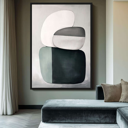Sage Organic Shapes Modern Art Framed canvas - PaintFu