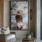 Woman In Summer Hat Beach Art Framed Canvas