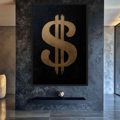 Dollar Sign Trendy Art Framed Canvas - PaintFu