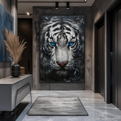 Blue Eyed Tiger Framed Canvas