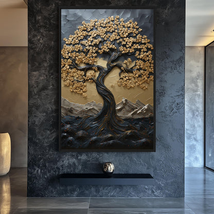Tree Landscape Art Framed Canvas