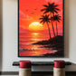Palm Tree Sunset Coastal Art Framed canvas - PaintFu