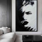 Minimalist Black & White Female Face Art Framed Canvas