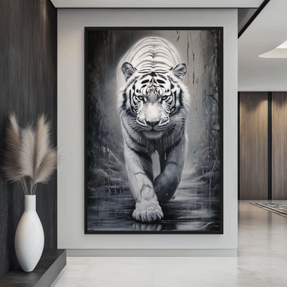 White Tiger Framed Canvas