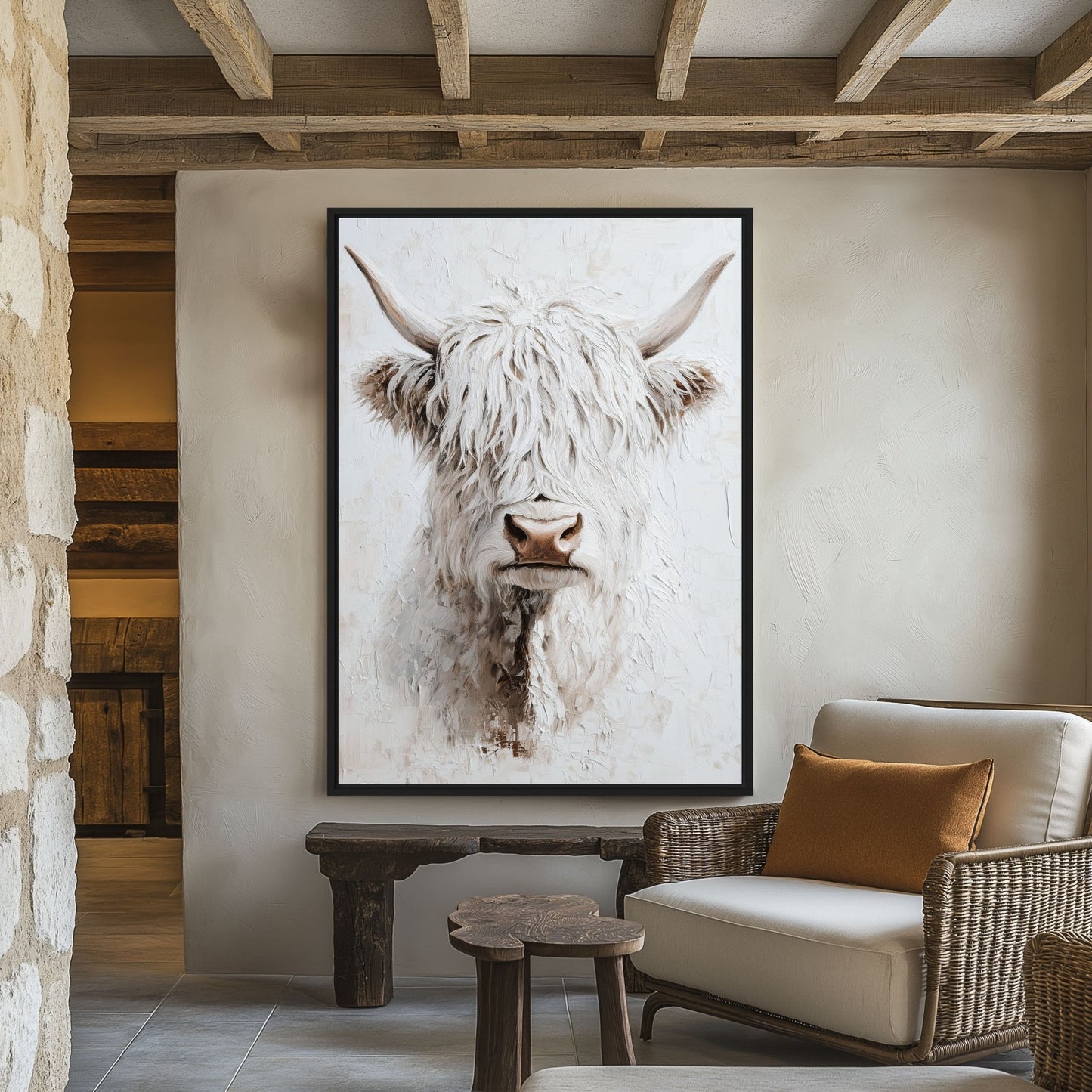 Highland Cow Modern Art Framed Canvas