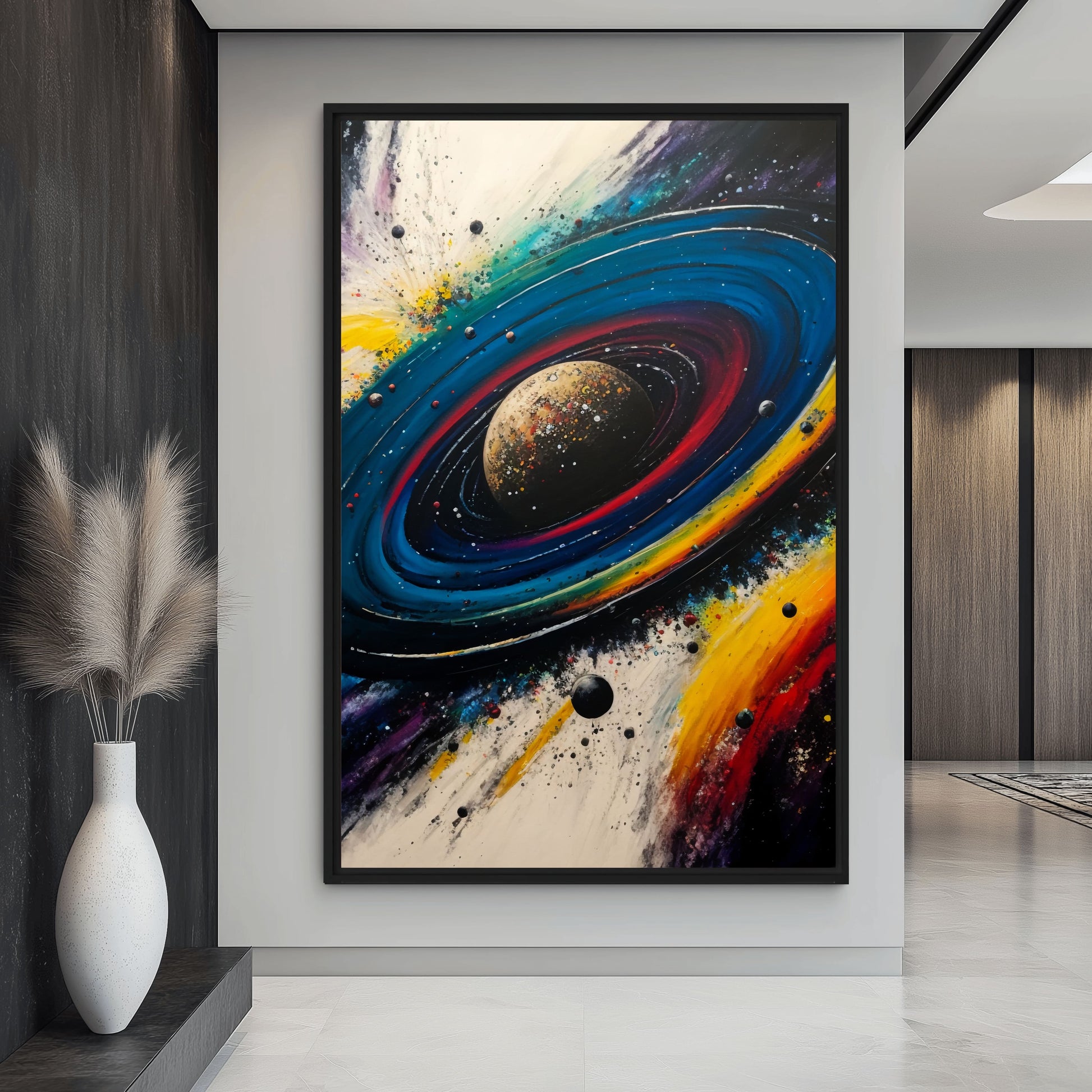 Space Abstract Framed Canvas - PaintFu