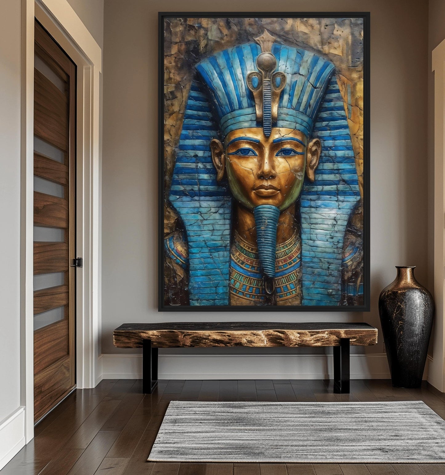 Tutankhamun Pharaoh Egypt Art Framed Canvas