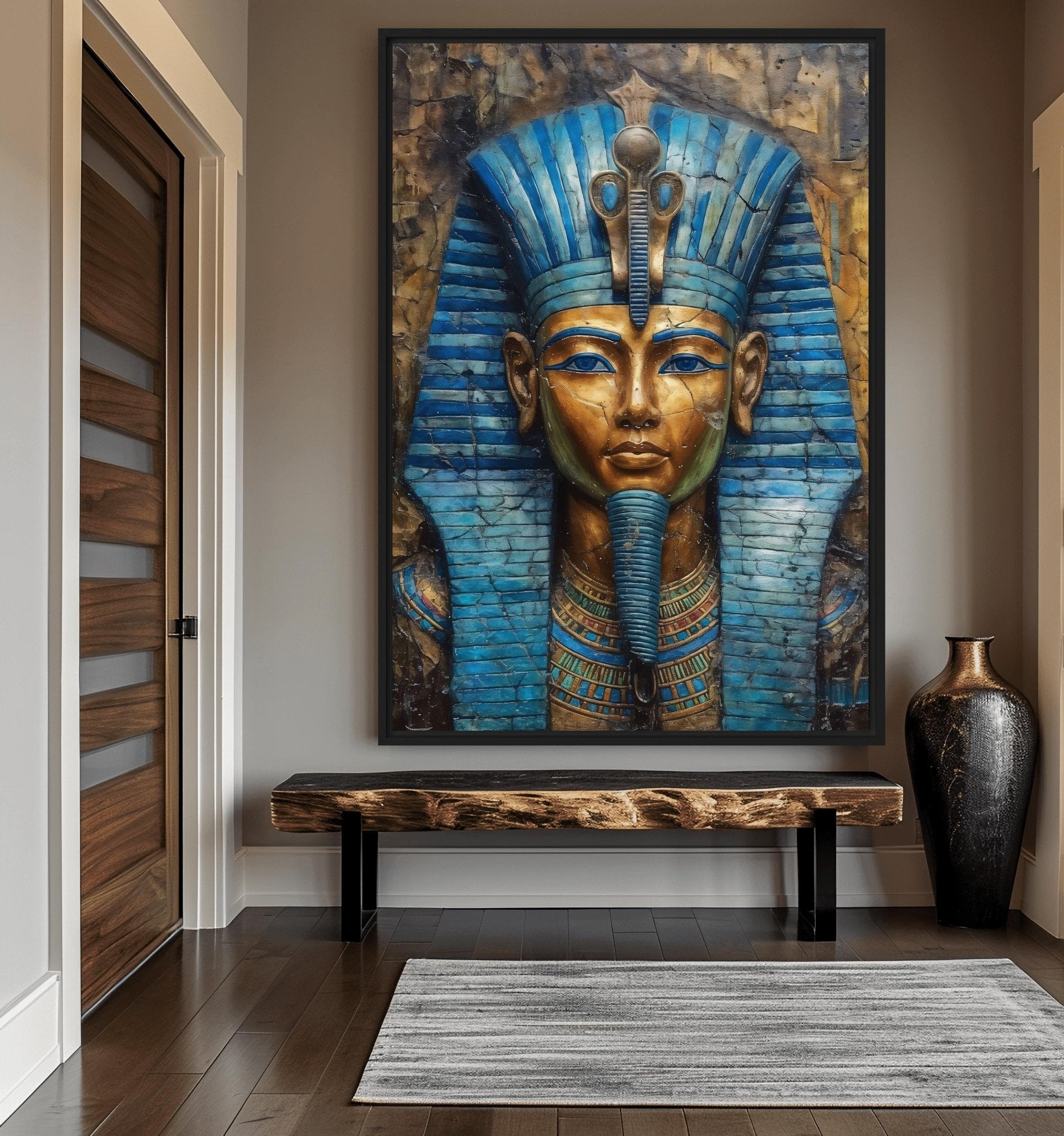 Tutankhamun Pharaoh Egypt Art Framed Canvas