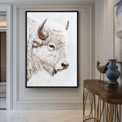 White Bison Art Framed Canvas - PaintFu