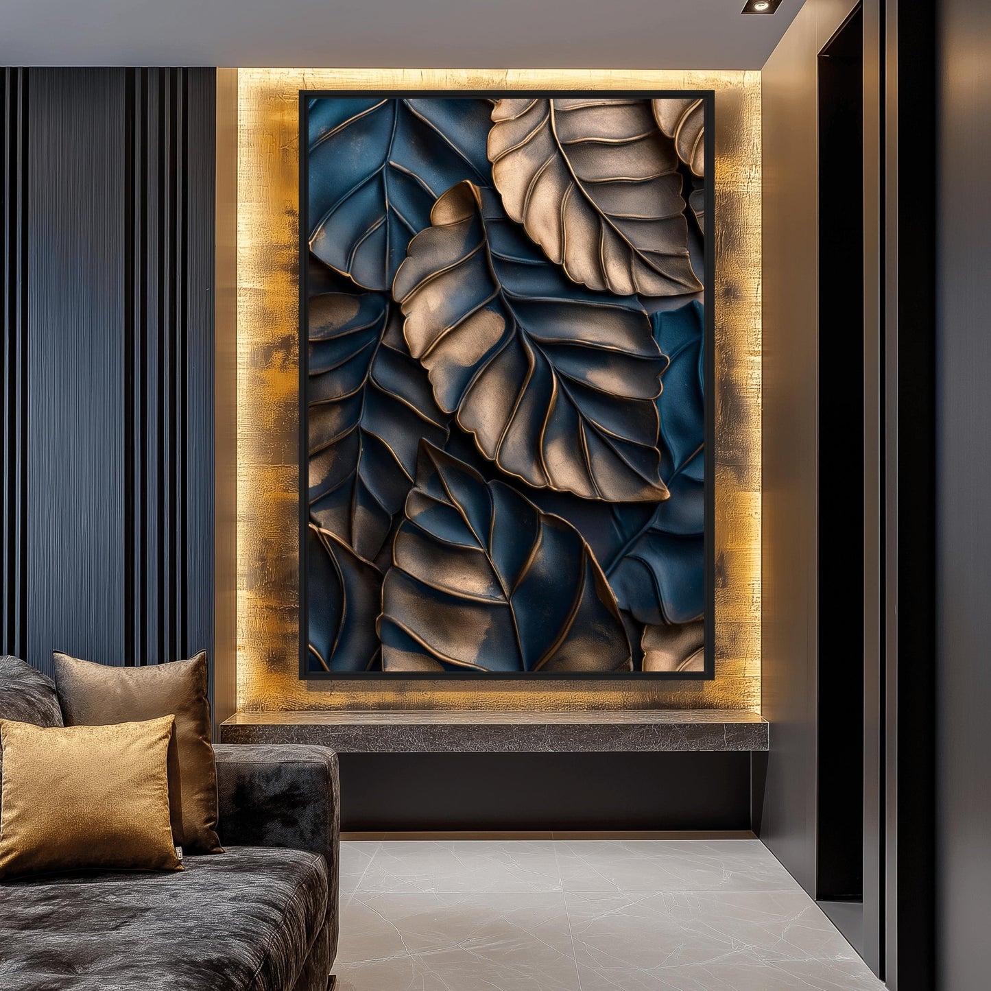 Autumn Leaves Floral Art Framed Canvas