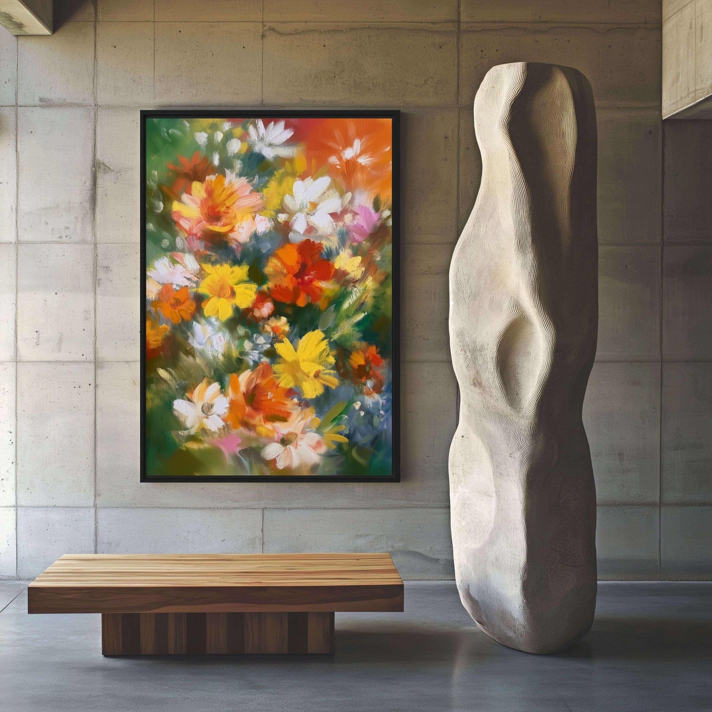 Colorful Floral Art Framed Canvas