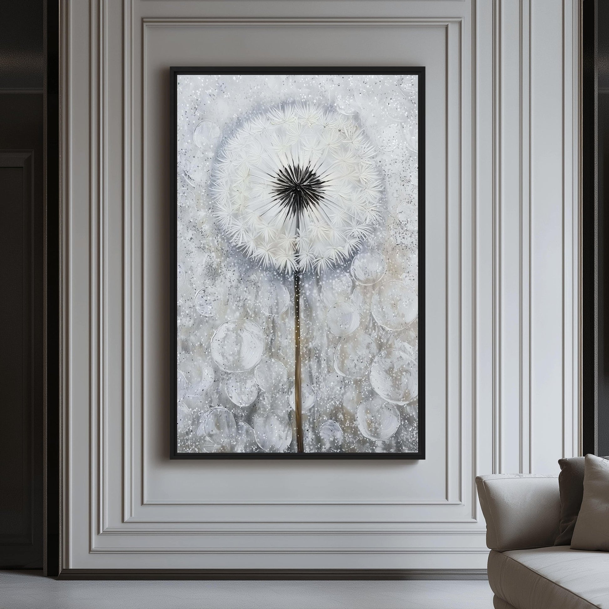 Dandelion Floral Art Framed Canvas
