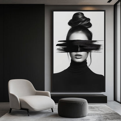 Woman Portrait Minimalist Art Framed Canvas