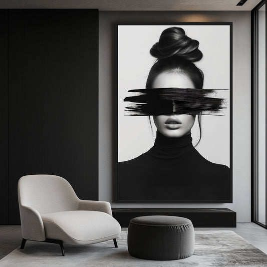 Woman Portrait Minimalist Art Framed Canvas