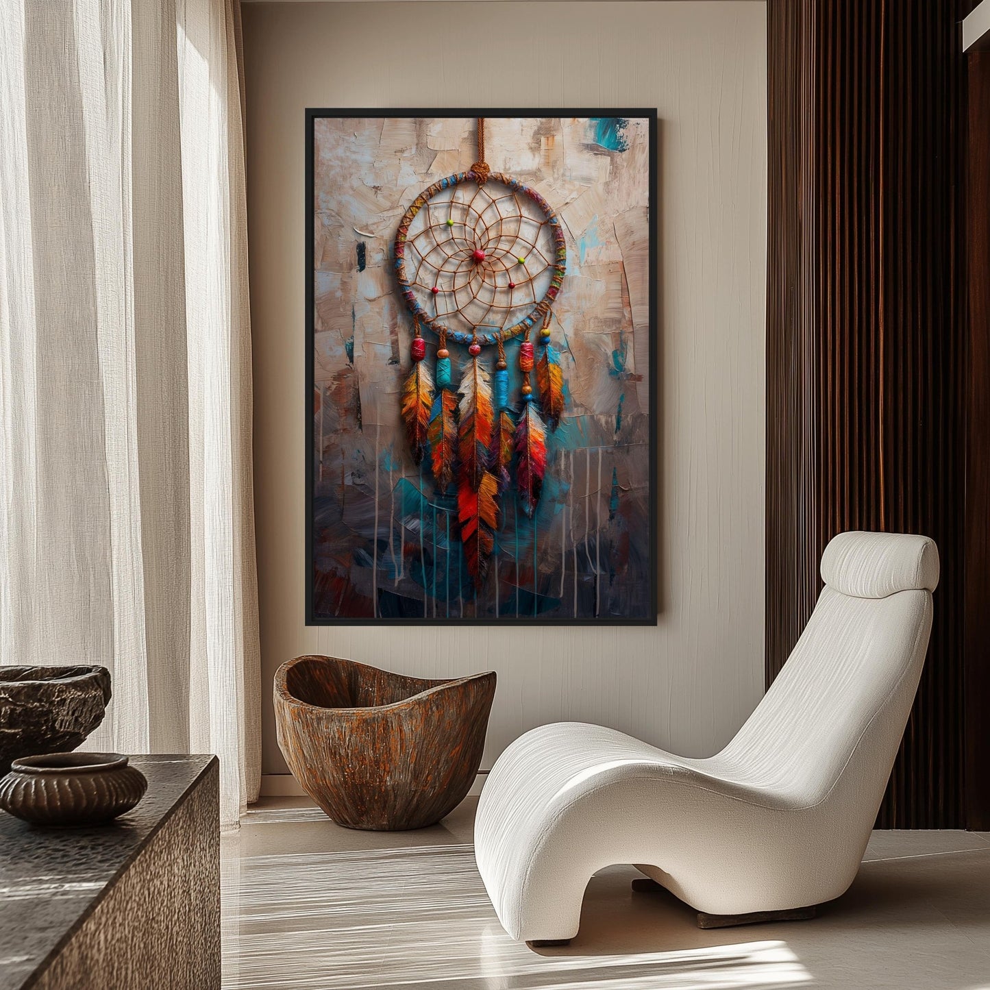 Dreamcatcher Native Art Framed Canvas