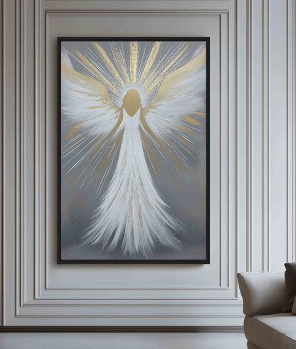 Guardian Angel Spiritual Art Framed Canvas - PaintFu