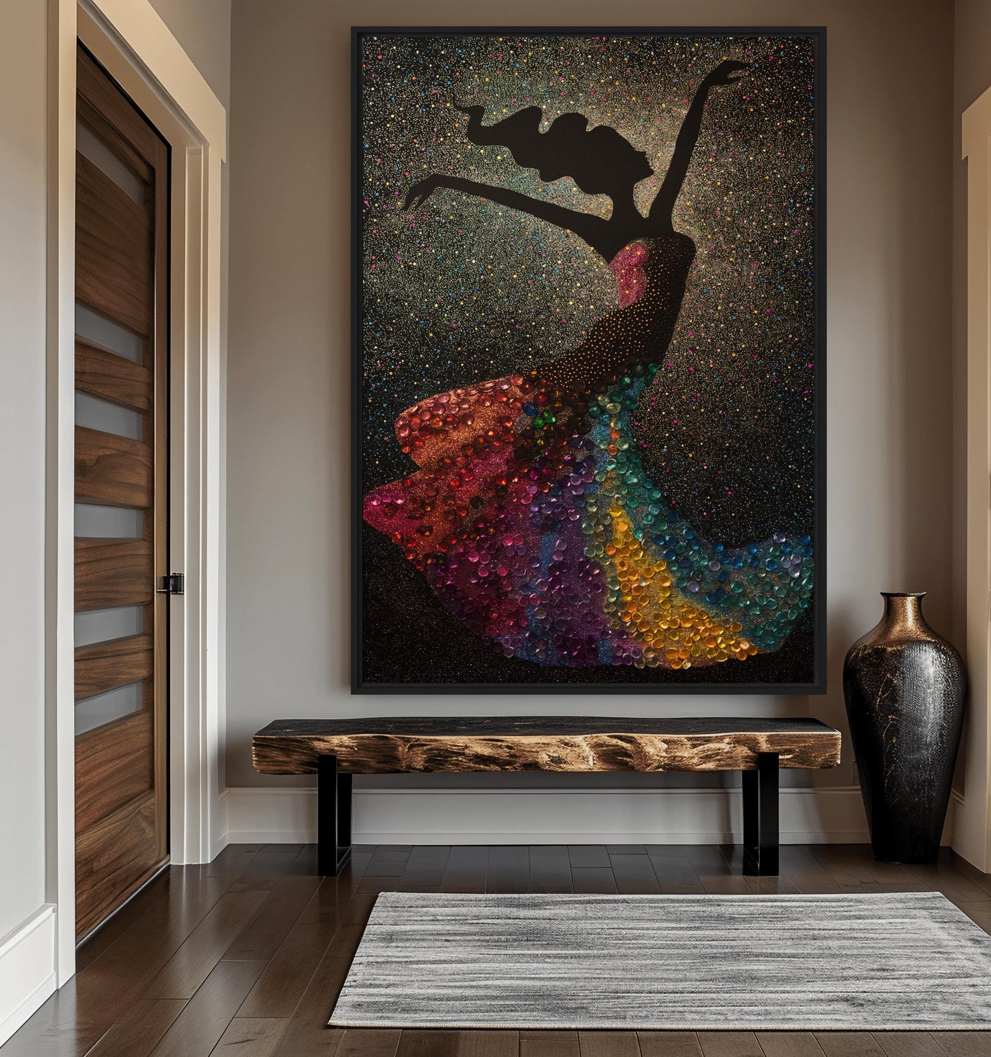 Dancing Woman In A Diamond Dress Art Digital Print