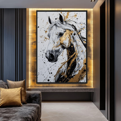 White Horse Abstract Art Digital Print