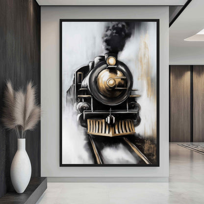 Vintage Steam Train Art Framed Canvas - PaintFu