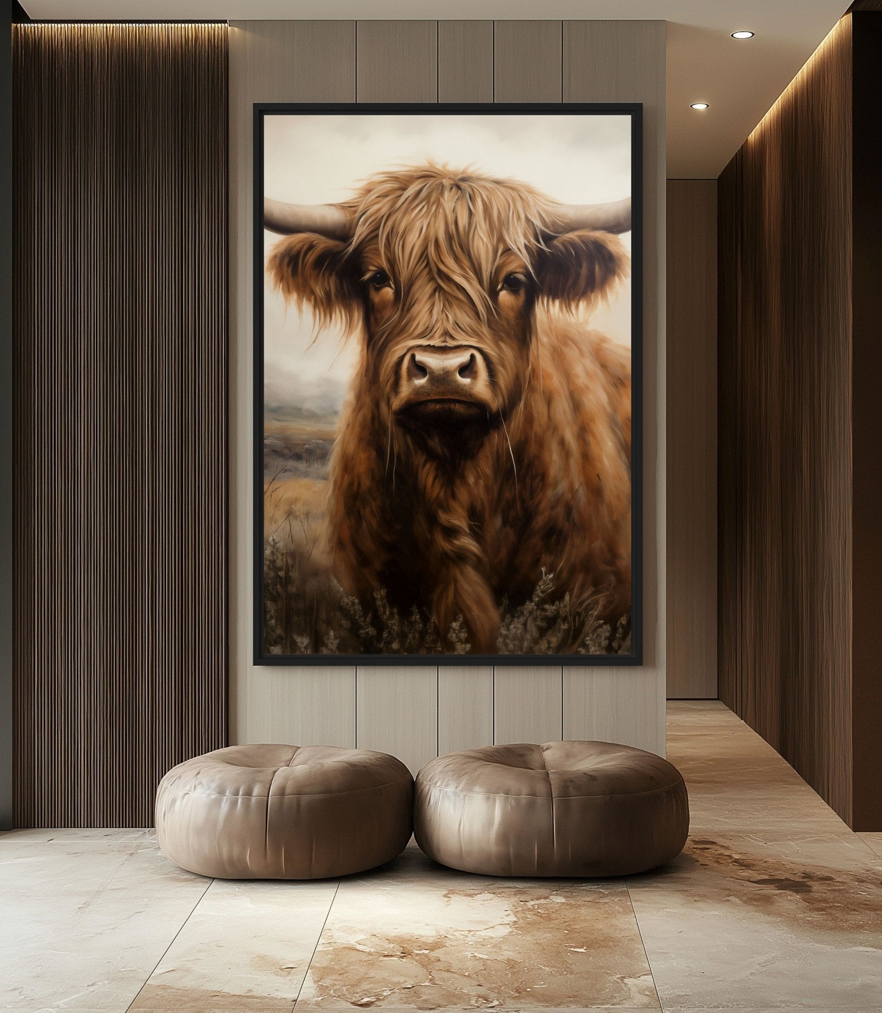Brown Highland Cow Digital Print