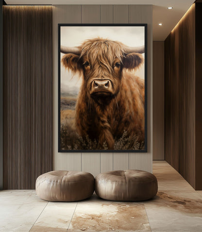 Brown Highland Cow Digital Print