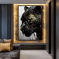 Black Panther In Gold Framed Canvas