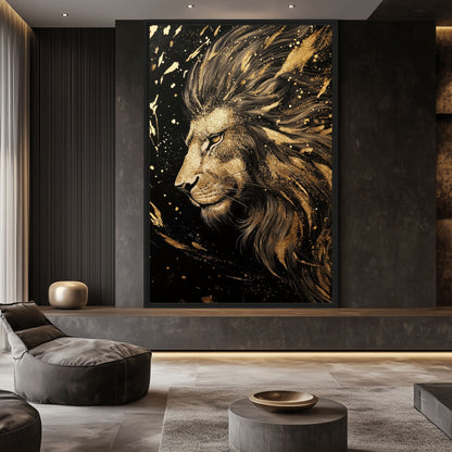 Golden Majestic Lion Framed Canvas