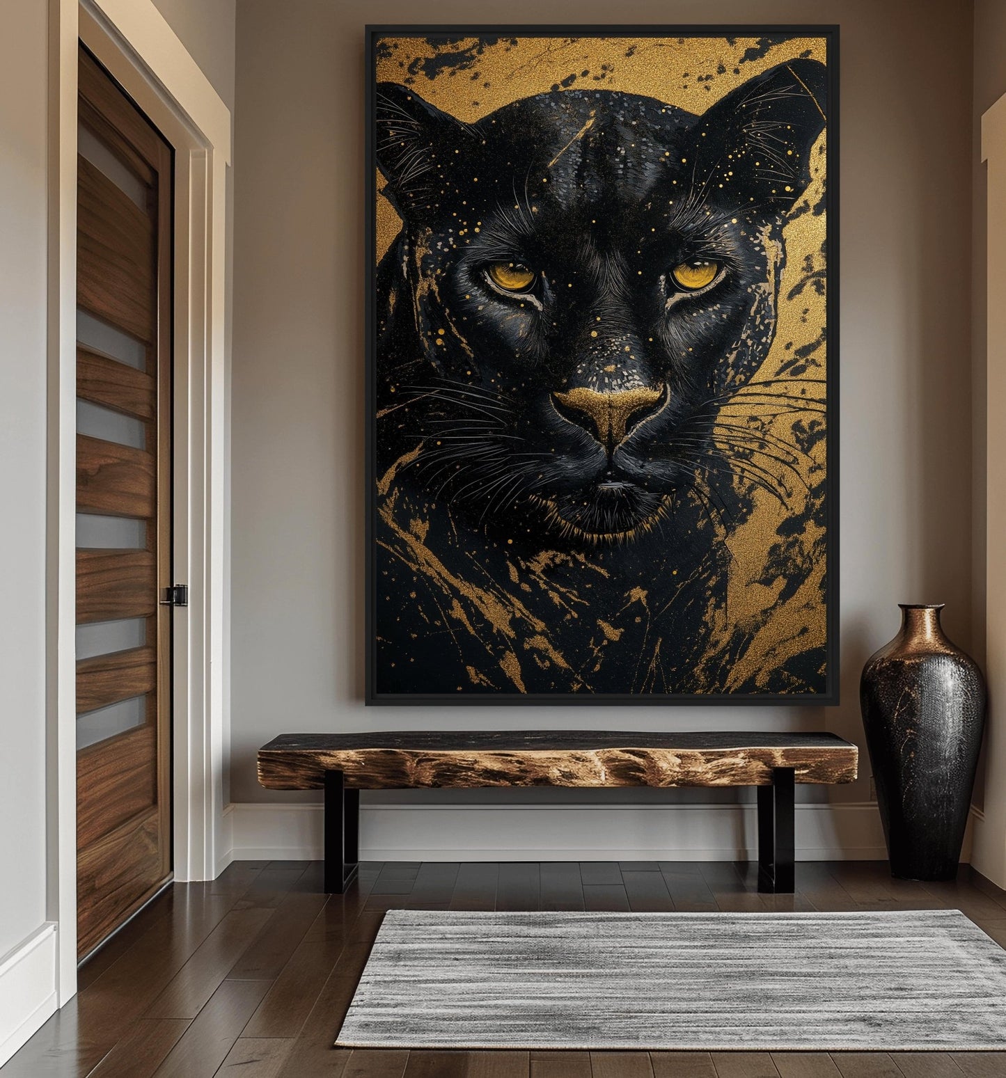 Black Panther In Gold Modern Art Digital Print