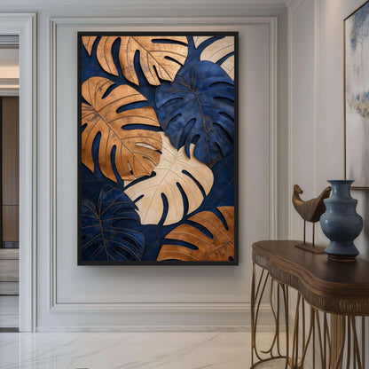 Monstera Leaf Botanical Art Canvas Print Detail | PaintFu
