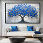 Blue Tree Modern Art Framed Canvas