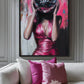 Woman Disco Ball Head Framed Canvas
