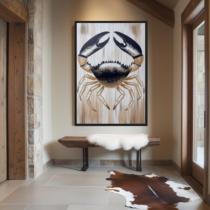 Crab Coastal Art Framed Canvas - PaintFu