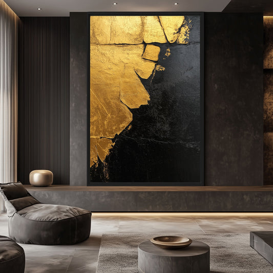 Black & Gold Modern Art Framed Canvas