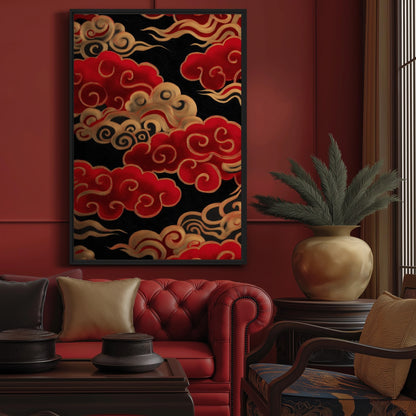 Auspicious Cloud Japanese Art Framed Canvas - PaintFu