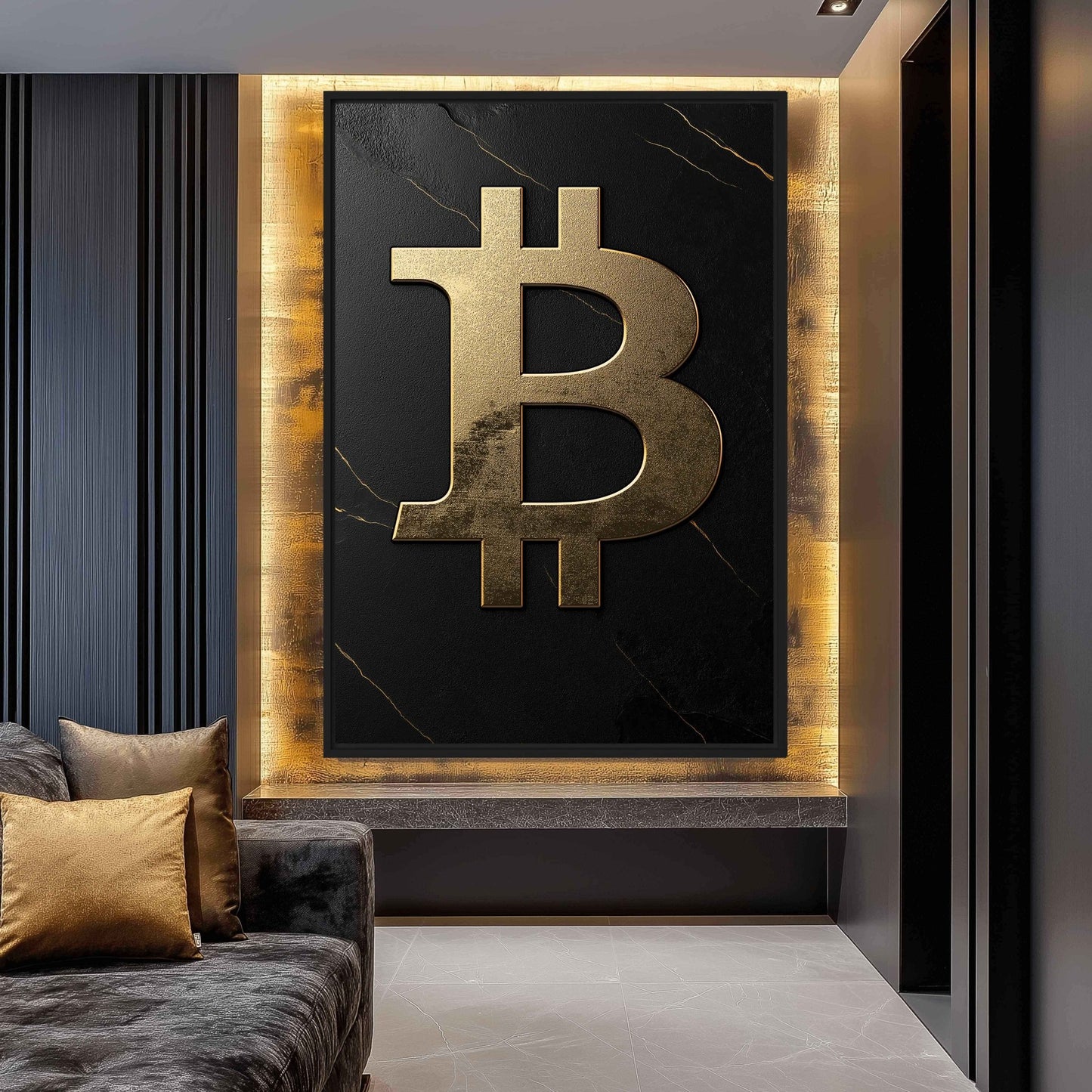 Bitcoin Luxury Art Framed Canvas