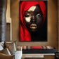 Black Woman In Red Scarf Modern Art Framed Canvas