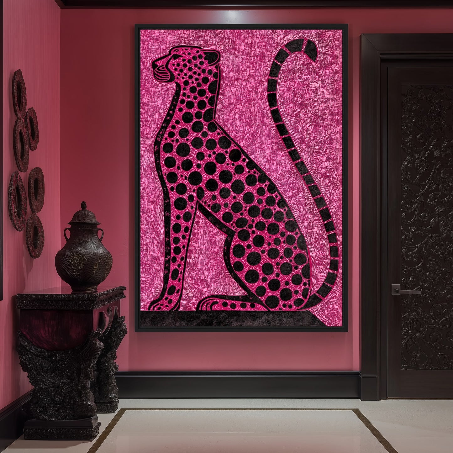 Pink Cheetah Trendy Art Framed Canvas