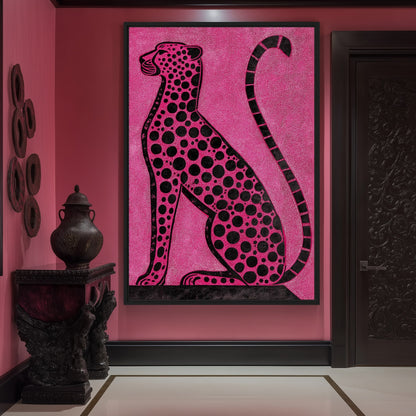Pink Cheetah Trendy Art Framed Canvas - PaintFu
