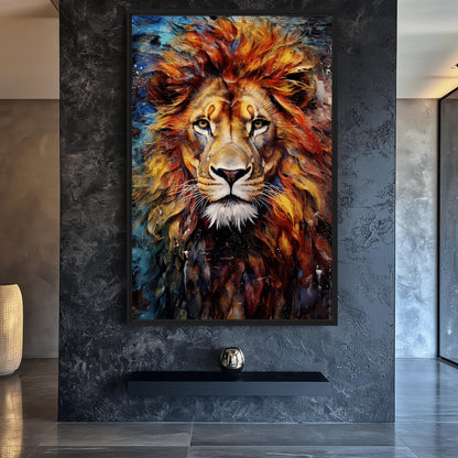 Colorful Lion Modern Art Framed Canvas