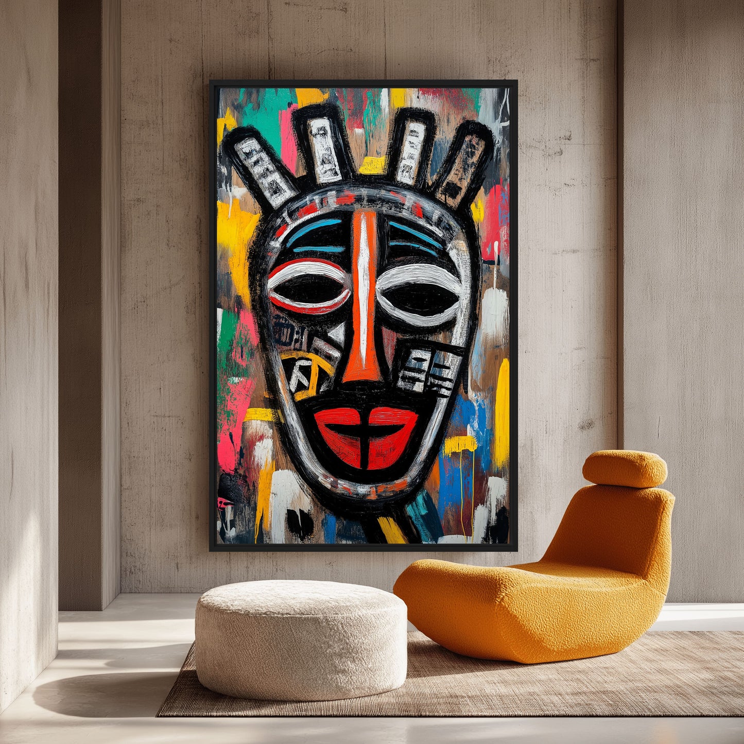 African Mask African Art Framed Canvas