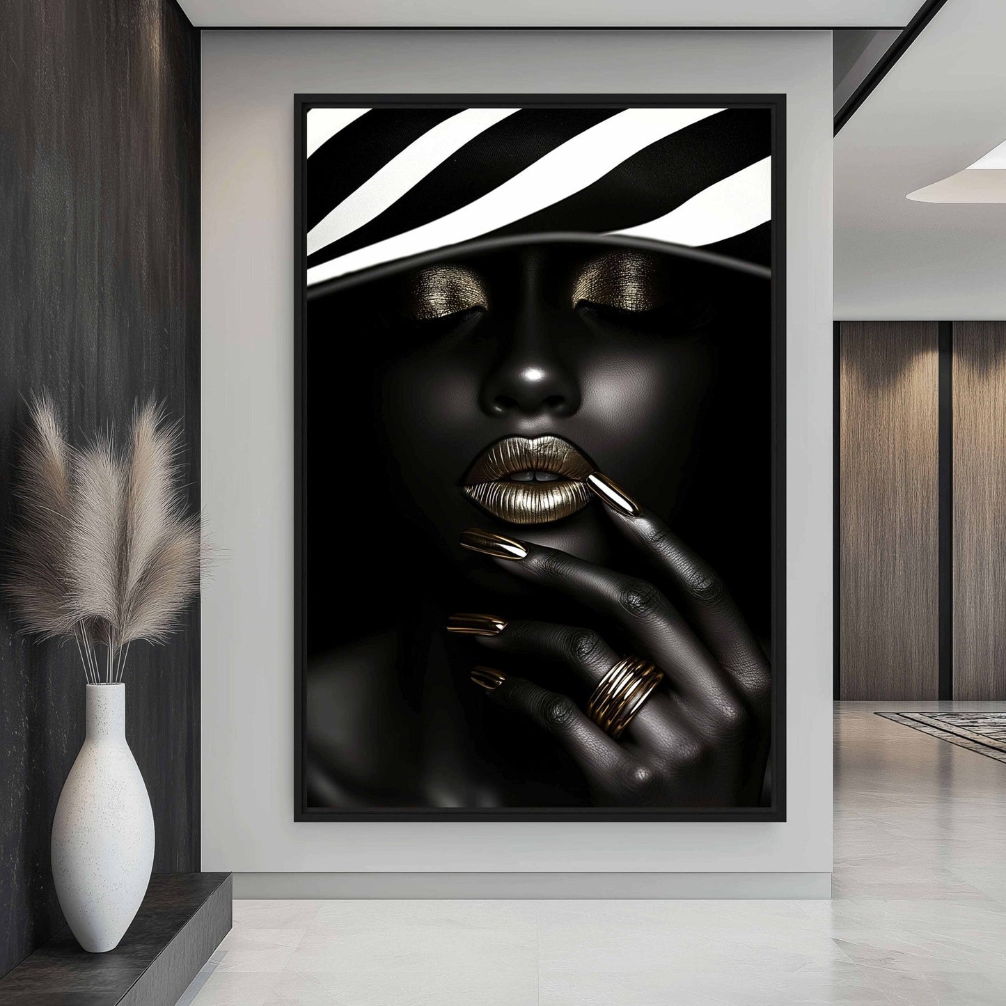 African Woman Fashion Art Framed Canvas