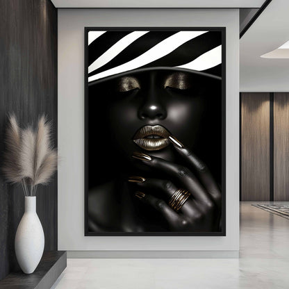 African Woman Fashion Art Framed Canvas - PaintFu