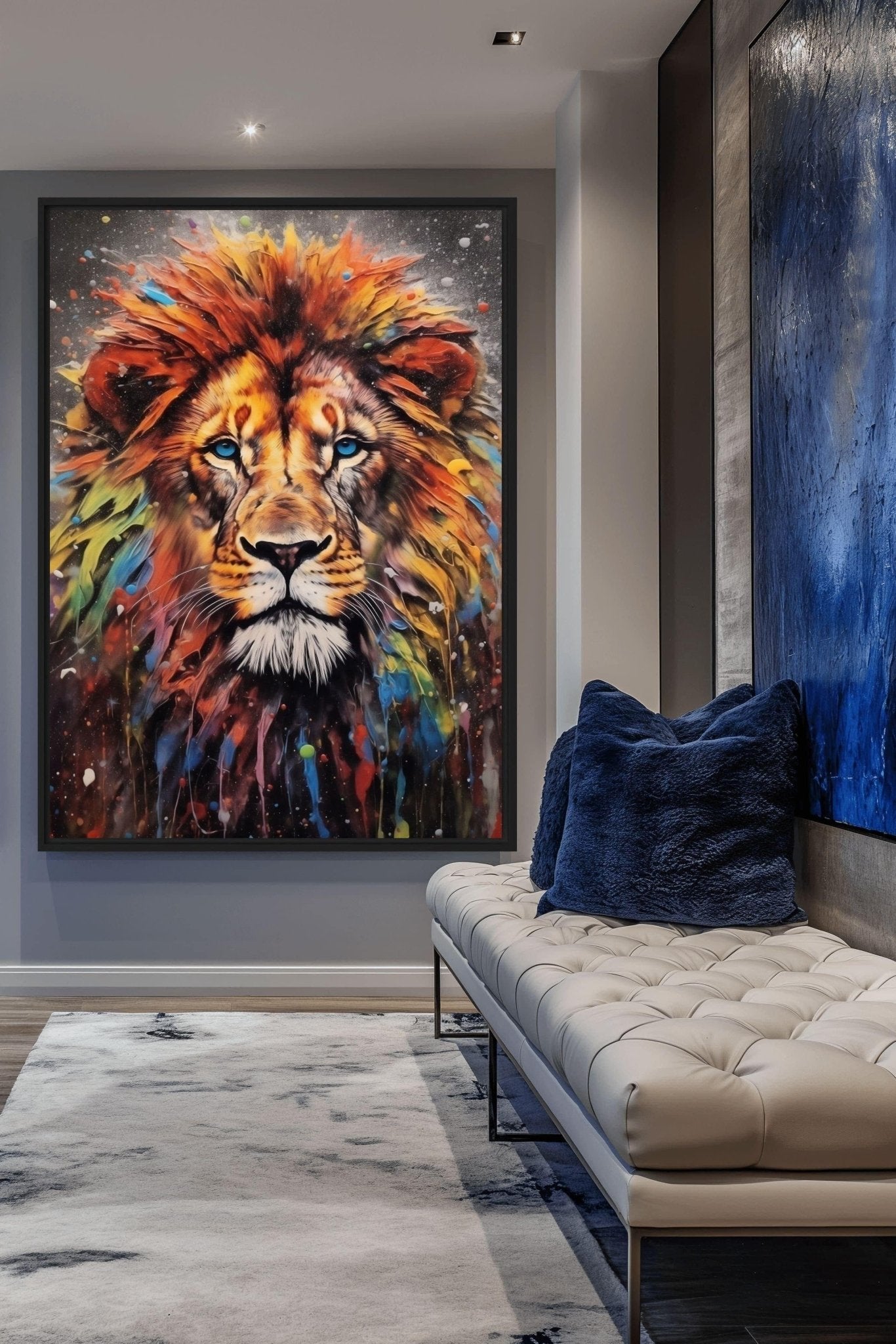 Colorful Lion Pop Art Framed Canvas