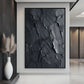 Black Impasto Art Framed Canvas