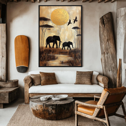 African Landscape Art Framed Canvas
