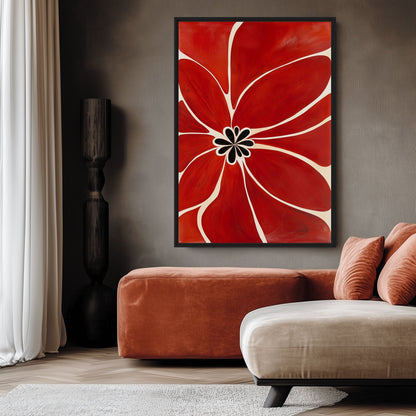 Red Flower Minimalist Art Framed Canvas - PaintFu